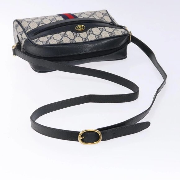 GUCCI GG Supreme Sherry Line Shoulder Bag PVC Navy Gold 378 02 004 Auth 140950 - Picture 8 of 16